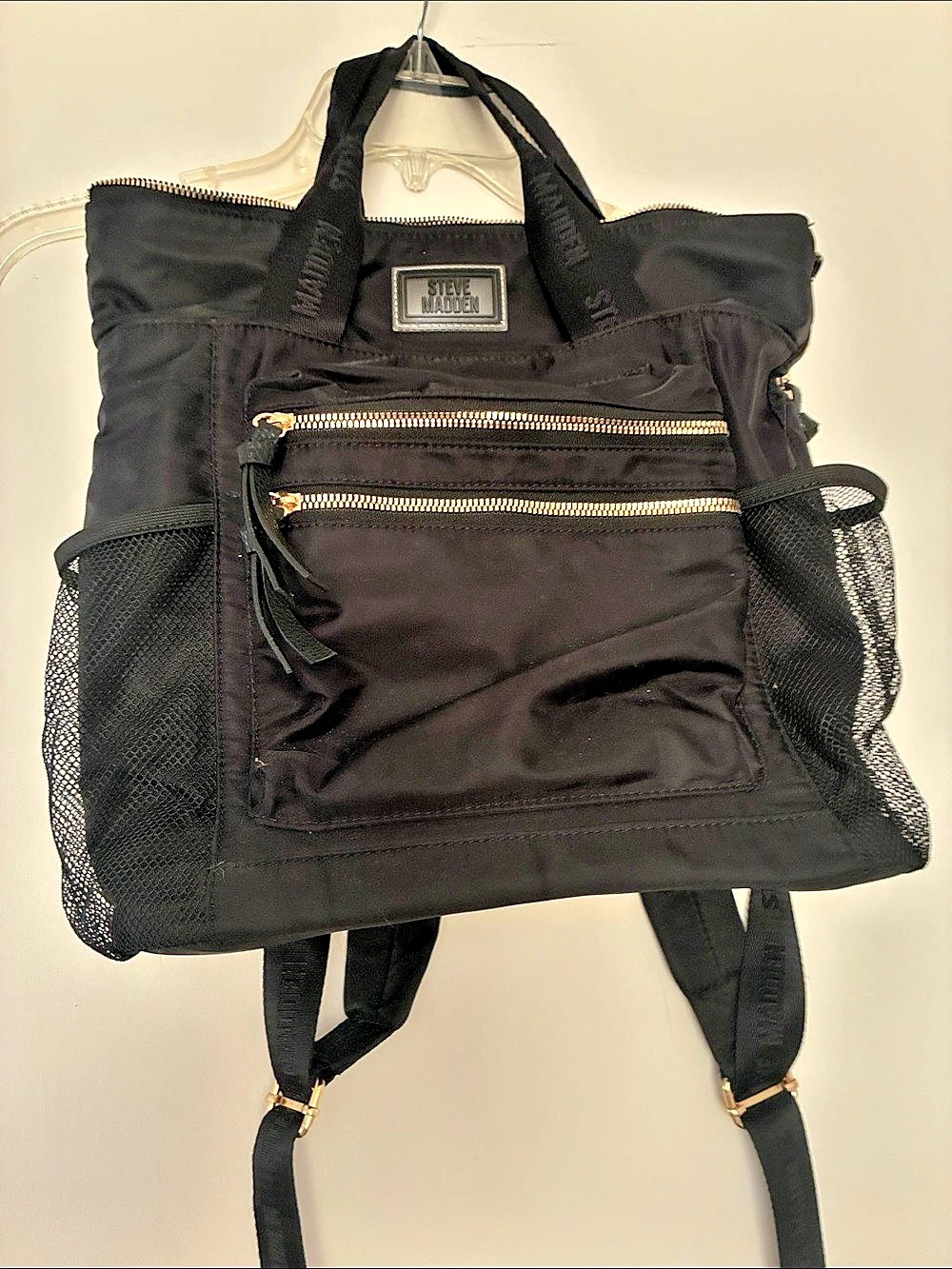 Steve Madden Black Backpack Gold-Tone Hardware